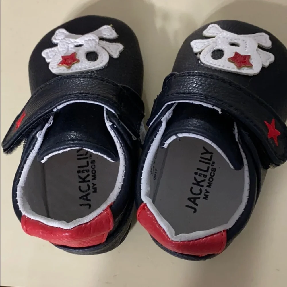 Kids Black & Red Skull Slip-On Shoes